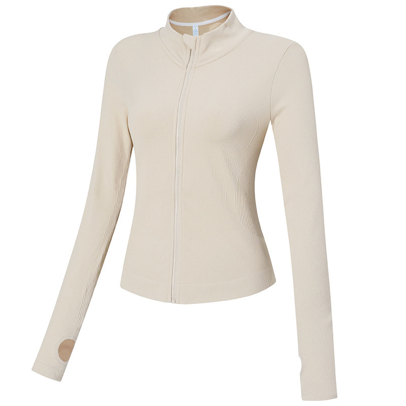 Ropa deportiva con cremallera desnuda de primavera y otoño transfronteriza, camisa ajustada al aire libre informal, deportes para correr, chaqueta delgada de manga larga