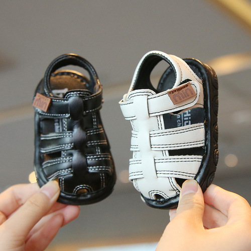 Baby Soft Sole Anti-Slip Summer Cap Toe Boys Infants Toddler Shoes with Magic Tape Casual Calling Shoes Wholesale Price