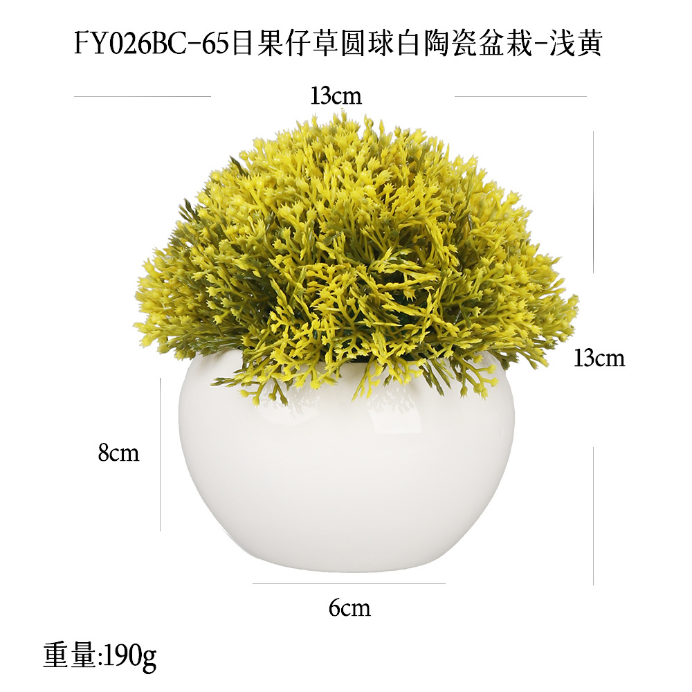 Planta Artificial de Bola Verde en Maceta de Cerámica y Plástico Decorativa para Escritorio