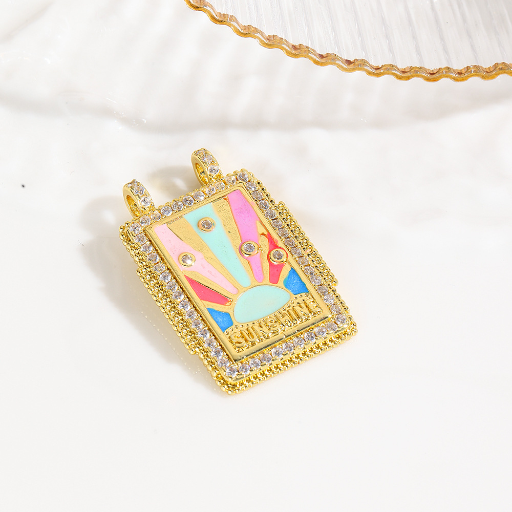 6g Weight Pendant Jewelry Making Type 18K Gold Plated Plating Material 1 Piece Quantity Daily Occasion Copper Material Rainbow, Coconut Tree, Heart Shape Pattern All Seasons Season Unisex Gender Plating Design Retro, Classic Style Style 1 Piece Copper 18K Gold Plated Rainbow Coconut Tree Heart Shape Pendant 6