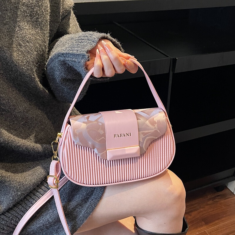 Women's Bag 2026 New Style Handbag, Stylish Solid Color Niche Design, Versatile Shoulder Crossbody Bag, Gradient Saddle Bag