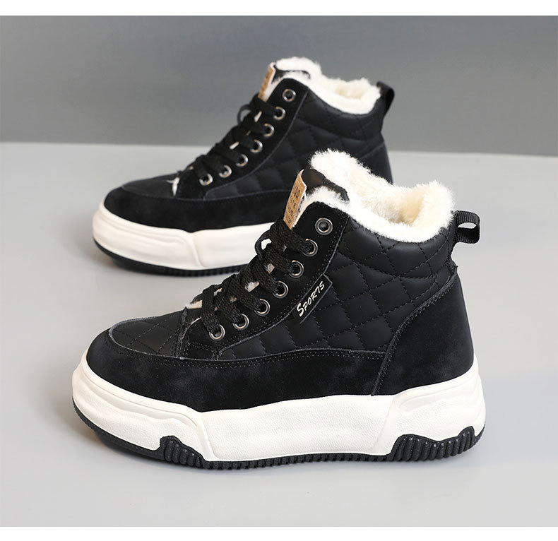 KT2510 nouvelle version coréenne automne hiver 2024 avec des bottes de neige mi-hautes en peluche pour femmes à blocage de couleur, augmentant la hauteur_voghion.com