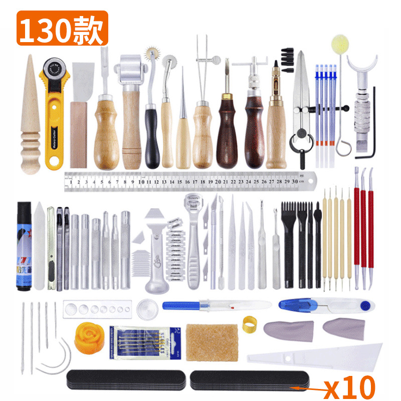 Leather crafting bundle, leather goods, hand-sewn set making, leather tool set, combination