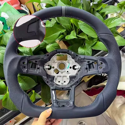 Suitable for Volkswagen Golf Steering wheel - sports-semi-perforated-mesh-with-blue-lines-gray-leather-straight-alignment-without-pick-hole