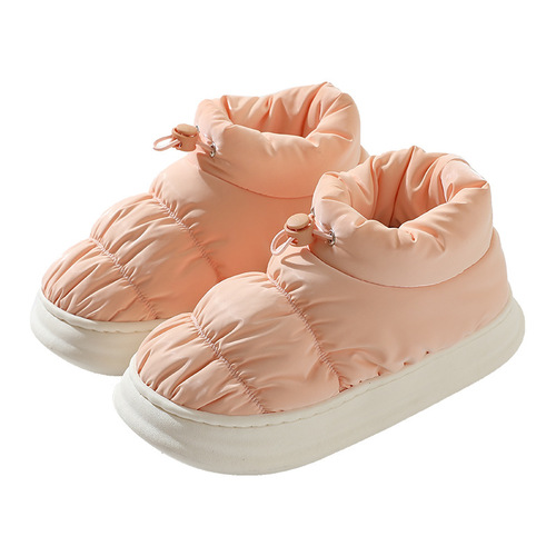 New cotton slippers for women down cloth for home use indoor thick sole anti-slip couple men's waterproof cotton shoes wholesale