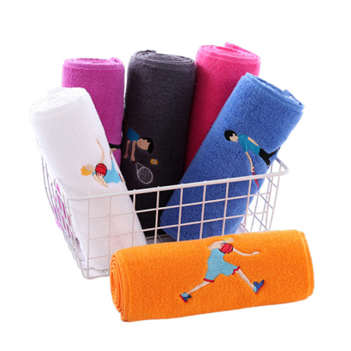 Pure cotton towel, extended by 1.1 meters, sports gym running exercise towel yoga towel sweat absorbent towel with LOGO embroidery