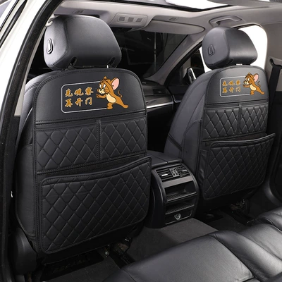 Protective Pad, Children's Rear Seat: Chair back anti-kick pad - black-black-mickey-mouse-edition