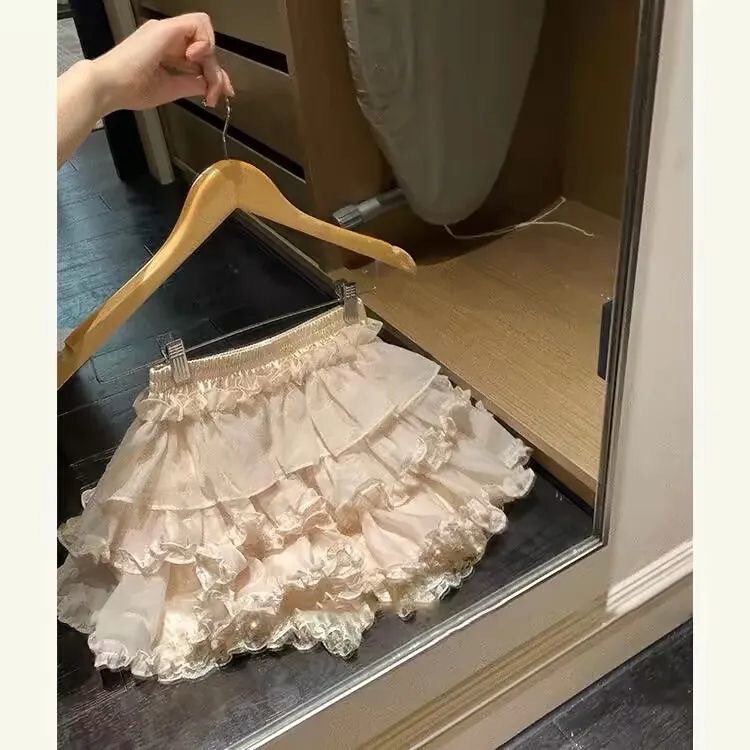年齢を軽減する甘いバレエスカートレースピンクガールチュチュスカートスプライシングレーススリムケーキ新しいショートスカート|undefined