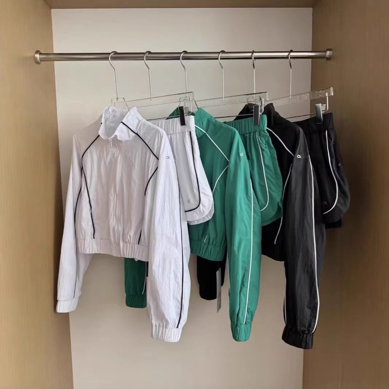 Al* Correct Version Sports Casual Suit Zip-Up Stand Collar Jacket Comfortable Long-Sleeve Cardigan Running Shorts Set