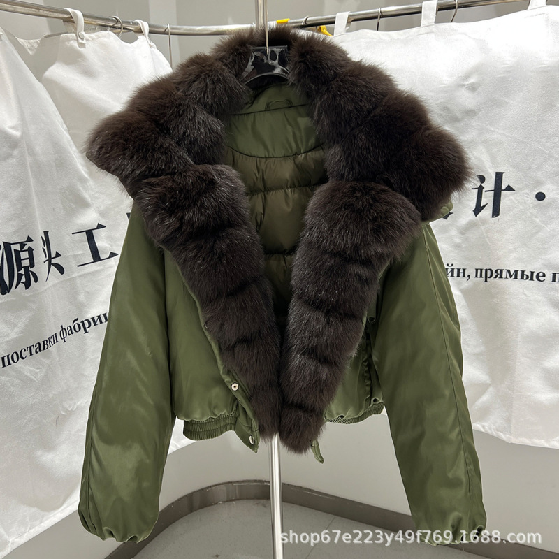 Cross-border 2026 Winter New Style Women's Short Loose Thick Fashion Down Jacket with Large Fox Fur Collar Cross-border 2026 Winter New Style Women's Short Loose Thick Fashion Down Jacket with Large Fox Fur Collar