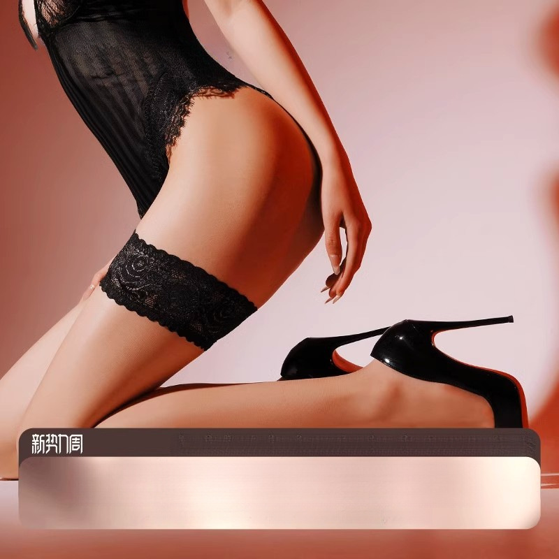 Cross-border Emotional Lace Women's Knee-length Half-leg Socks Summer Thin European and American Sexy Black Stockings Knee-length Stockings