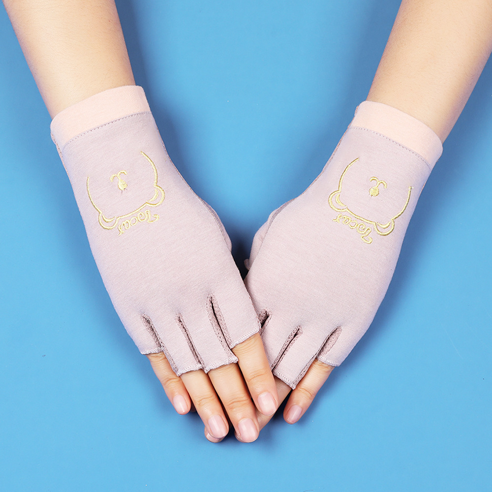 Guantes de protección solar con los dedos descubiertos, mujeres delgadas, conducción de verano, ciclismo, antideslizante, antiultravioleta, recolección de té, manicura, guantes de medio dedo