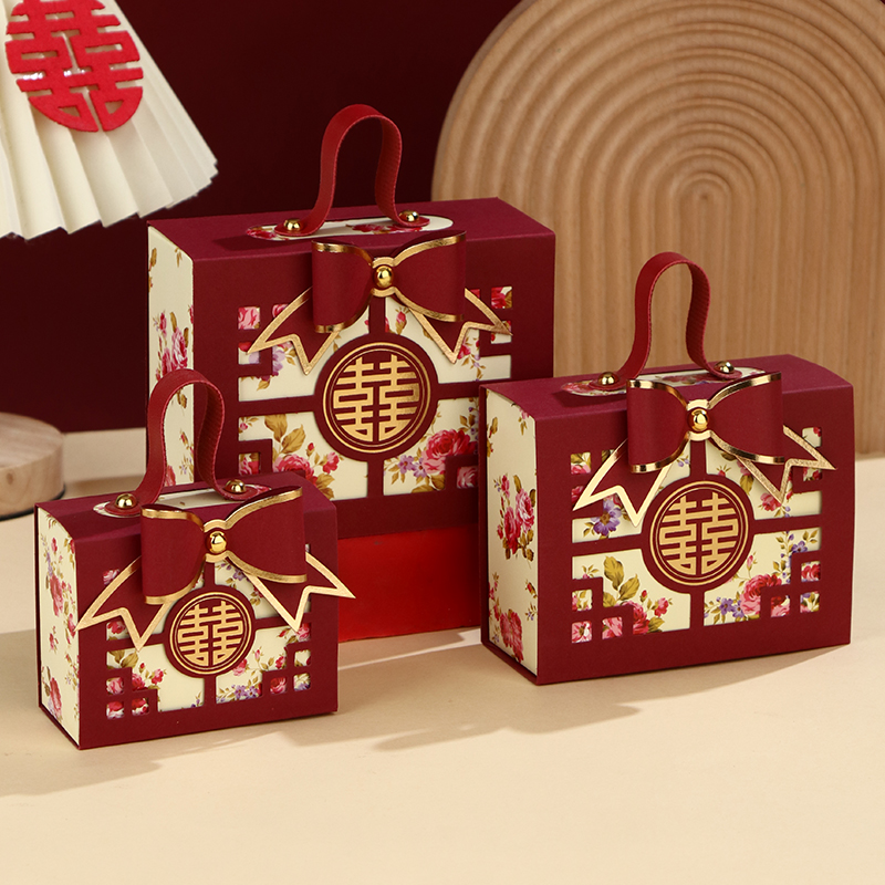 Caja de dulces de boda atmósfera caja de regalo de dulces portátiles caja de embalaje de boda caja vacía caja de cartón bolsa de dulces de boda