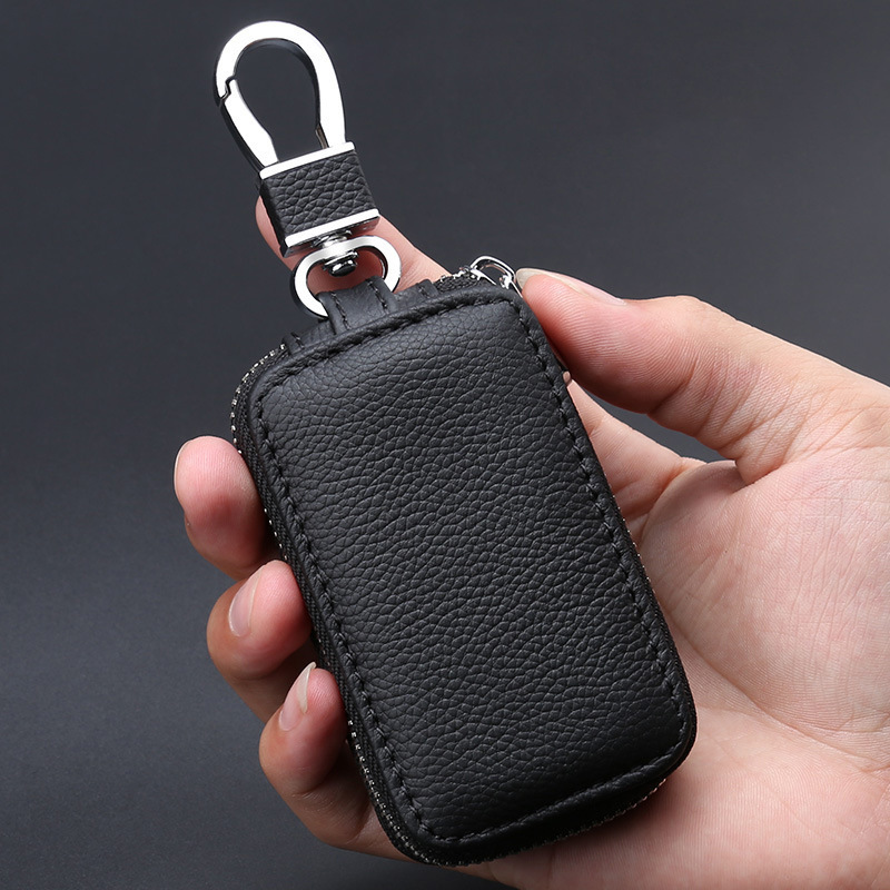 Car key bag universal leather remote key buckle personality creative fashion car key protective cover men