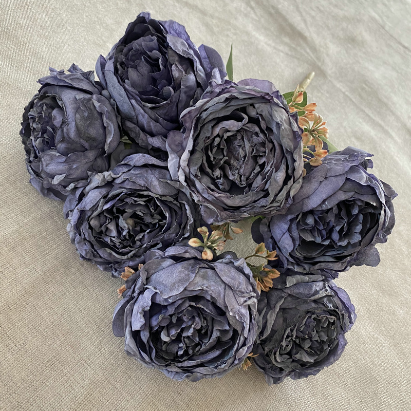 Paño cepillado 7-cabeza ardiente borde peonía ins beiouyang peonía flor falsa interior mesa de comedor floral artificial Bouquet Decoración