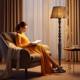 American Style Floor Lamp Vintage Living Room Next to Sofa Bedroom Study Bedside Walnut Color Solid Wood Vertical Storage Rack Table Lamp