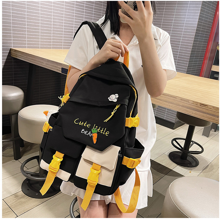 Fashion Cartoon Contrast Color Double Pocket Students Backpack Wholesale Nihaojewelry display picture 9