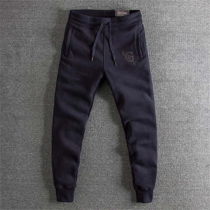 2025 New Autumn and Winter Men's Embroidered Cuffed Jogger Pants, Loose Fleece-Lined Sports Casual Long Pants, High-End Trendy Sweatpants