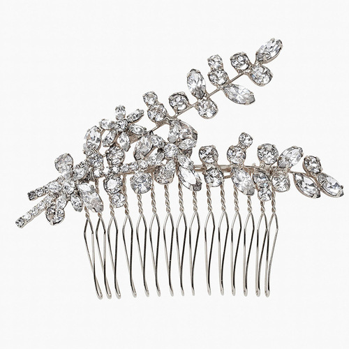 Cross-border new lightweight luxury leaf crystal hair comb wedding accessories fashionable temperament bride hair decoration