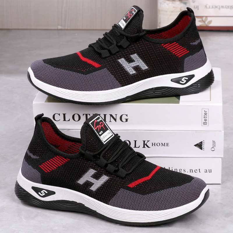 Manufacturer Wholesale Men's Casual Versatile Soft-Soled Shoes Fly-Knit Sneakers Gift Men's Shoes New Mesh Shoes