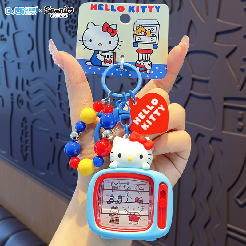 本物のサンリオハローキティビーズチェーンスクールバッグペンダント kt 猫クリエイティブ人形人形キーホルダーチェーン|undefined