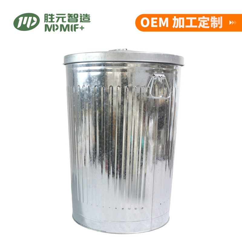 100L Galvanized Iron Garbage Storage Bin, Metal Storage Bin with Lid and Double Handles, Large Capacity Outdoor Trash Bin