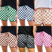 亚马逊夏季新款薄款印花休闲宽松显瘦外穿a字高腰女士阔腿短热裤