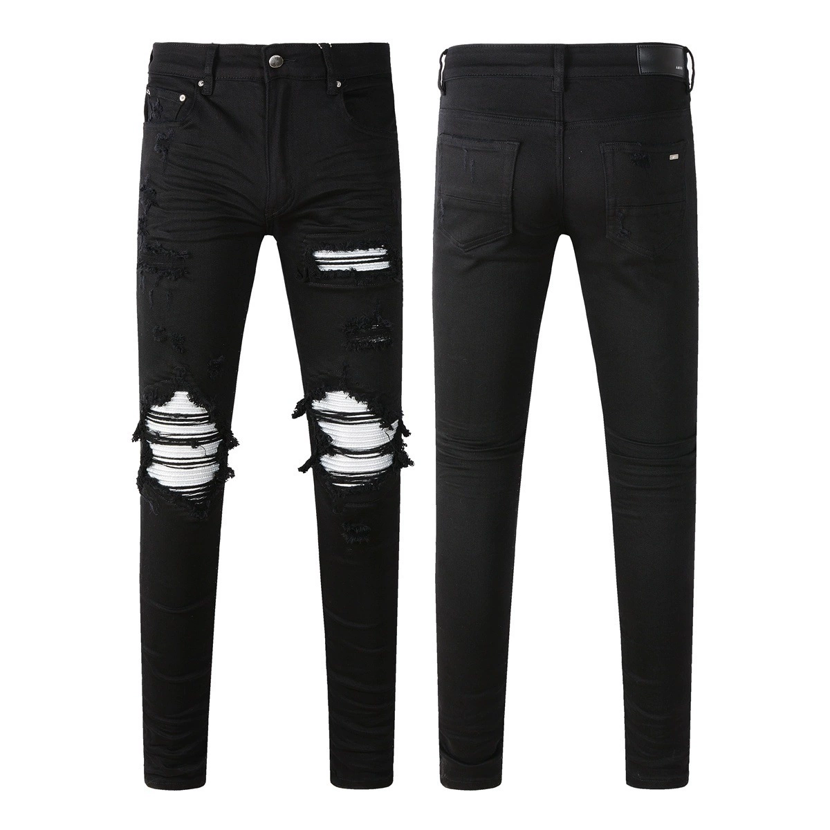 Джинсы (AMIRI) мужские slim с рваной отделкой, фасон зауженный