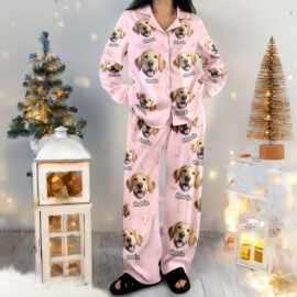 跨境pod冰丝情侣睡衣套装小狗3d数码印花舒适家居服可外穿