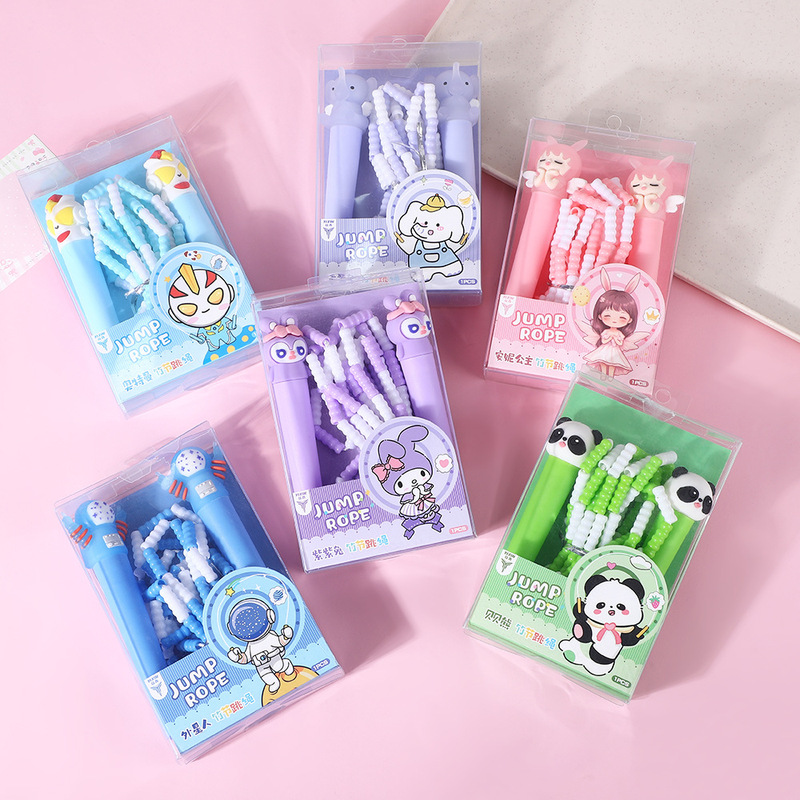 Cartoon Animal Frosted Bamboo Skipping Rope, Special for Primary School Students' High School Entrance Examination Training, Unknotted, Lightweight Beginner's Skipping Rope