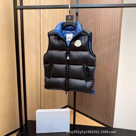 欧洲站2025冬季新款胸前大标LOGO男士马夹背心绒服马甲OS版型日常
