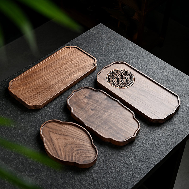 North American Black Walnut Dry Bubble Tray Travel Portable Tea Table Solid Wood Whole Tea Tray Log Light Luxury Japanese Tray