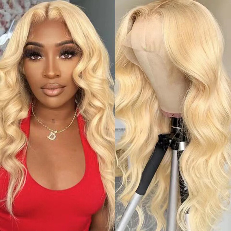 Front Lace Lace Wig AliExpress Hot Sale Long Curly Hair Lace Light Gold Large Wave Front Factory in stock