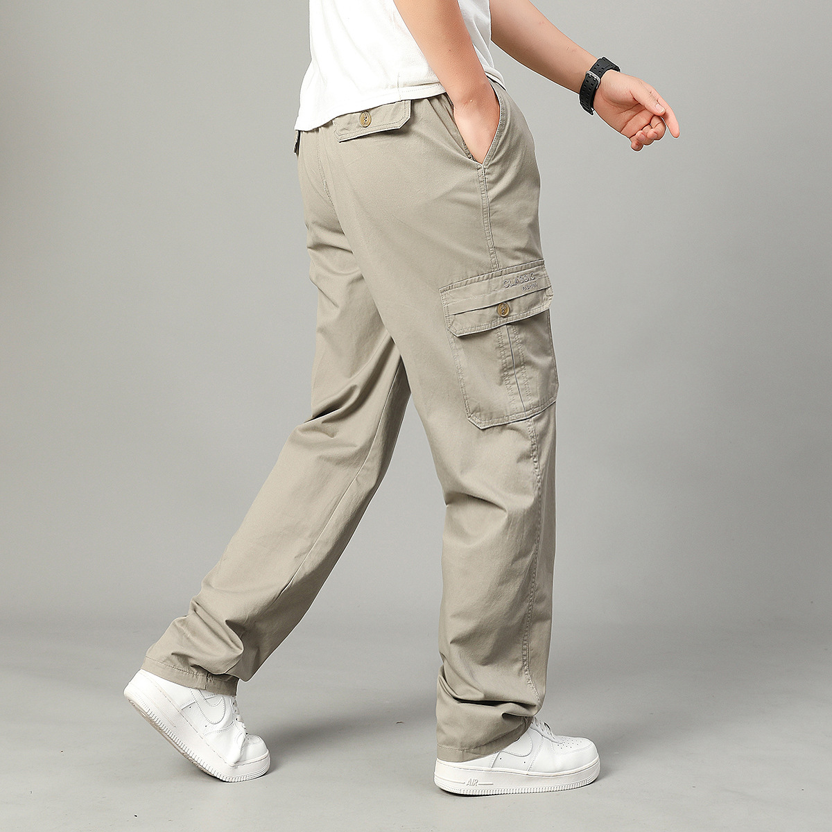 Spring and Summer Men's Work Pants, Thin Style, Loose Straight Casual Pants, Outdoor Sports Pants, Middle-Aged Men's Long Pants