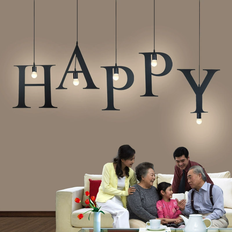 Английская буква Железный фон Настенная люстра Креативный магазин одежды Оконная барная стойка Комбинированная Коммерческая люстра в наличии