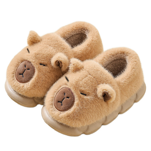 Cappibara Children's Cotton Slippers, Warm Women's Children's Slippers for Autumn and Winter, Non-slip Parent-child Pack-in-sole Cotton Shoes for Wholesale