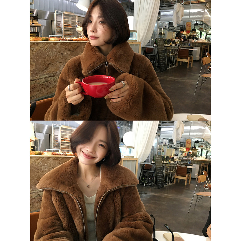 Anna Rabbit Imported Rex Whole Leather Rex Rabbit Fur Fur Outwear Women's Stand-Up Lapel Two-Wear New Style