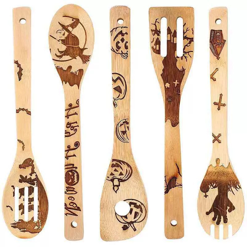 Carved cartoon creative wooden set with laser, kitchenware, Amazon 4