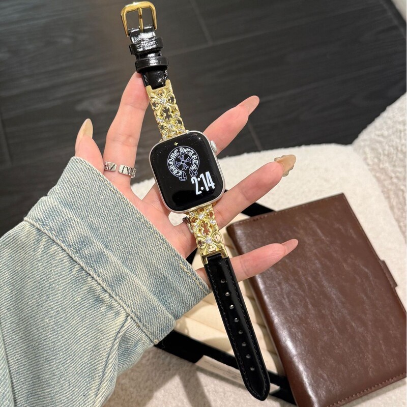 Suitable for Apple S11 Watch Iwatch109876Se Floral Zircon Leather Strap 1 Huawei Gt6 Xiaomi 9Pr