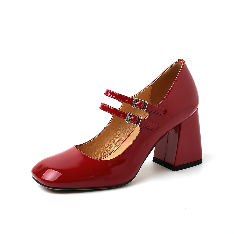 CHIKO Calee Square Toe Block Heels Mary Jane Shoes