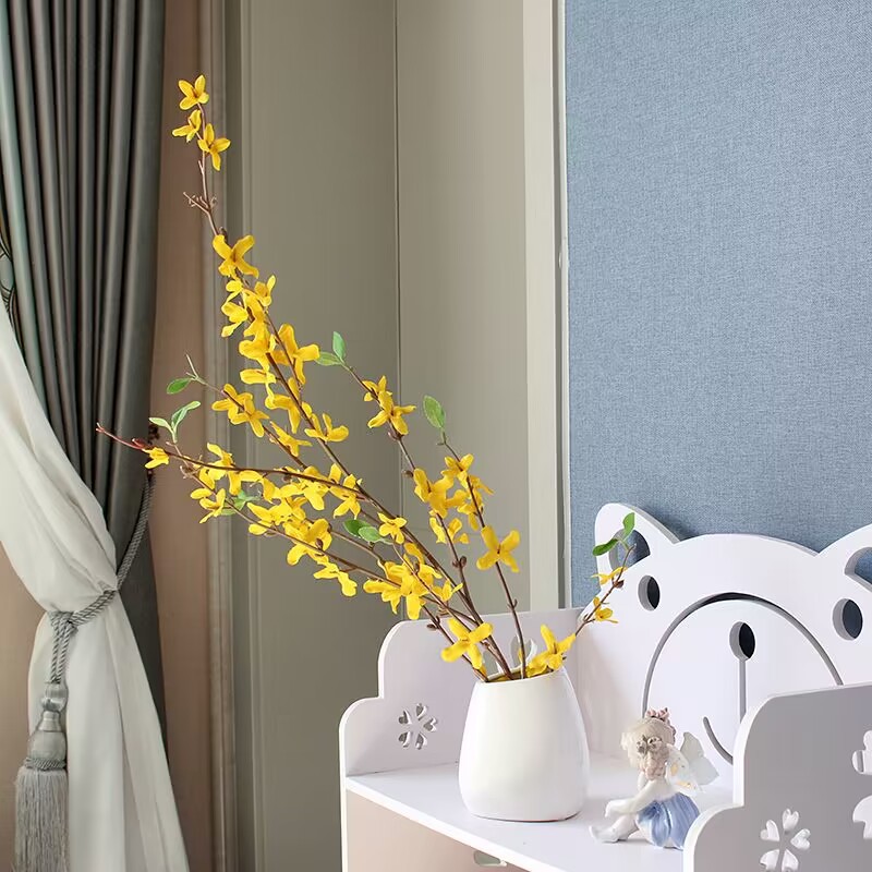 单支迎春花黄色假花婚庆家居餐桌装饰跳舞兰仿真花插花连翘花批发详情5