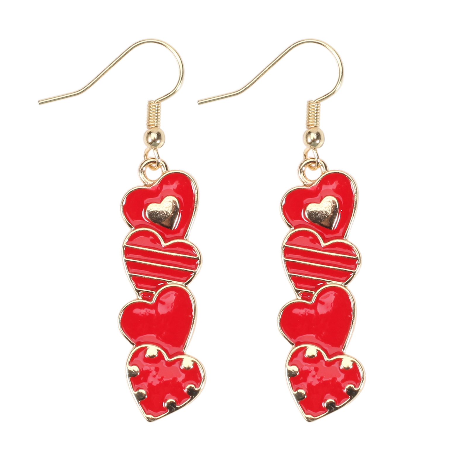 18g Weight Copper Ear Needle Material Rhinestones, Pearl Inlay Material Drop Earrings Classification 1 Pair Quantity Holiday, Daily Occasion Alloy Material Heart Shape Pattern Women's Gender Enamel, Inlay Design IG Style, Sweet Style 1 Pair IG Style Sweet Heart Shape Enamel Inlay Alloy Rhinestones Pearl Drop Earrings 11