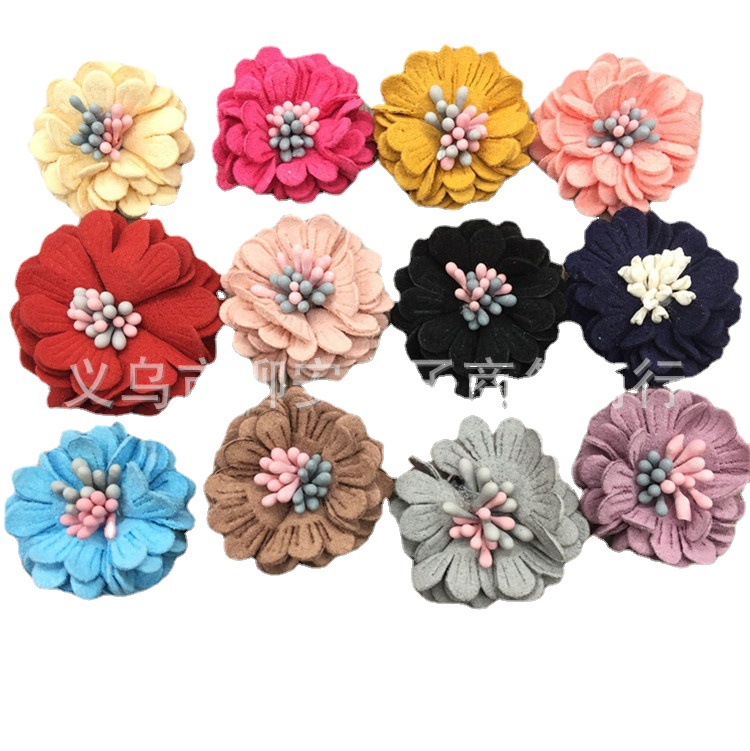 韩国超纤花 diy手工布艺雏菊花朵 发饰头饰胸针手机美容配件材料