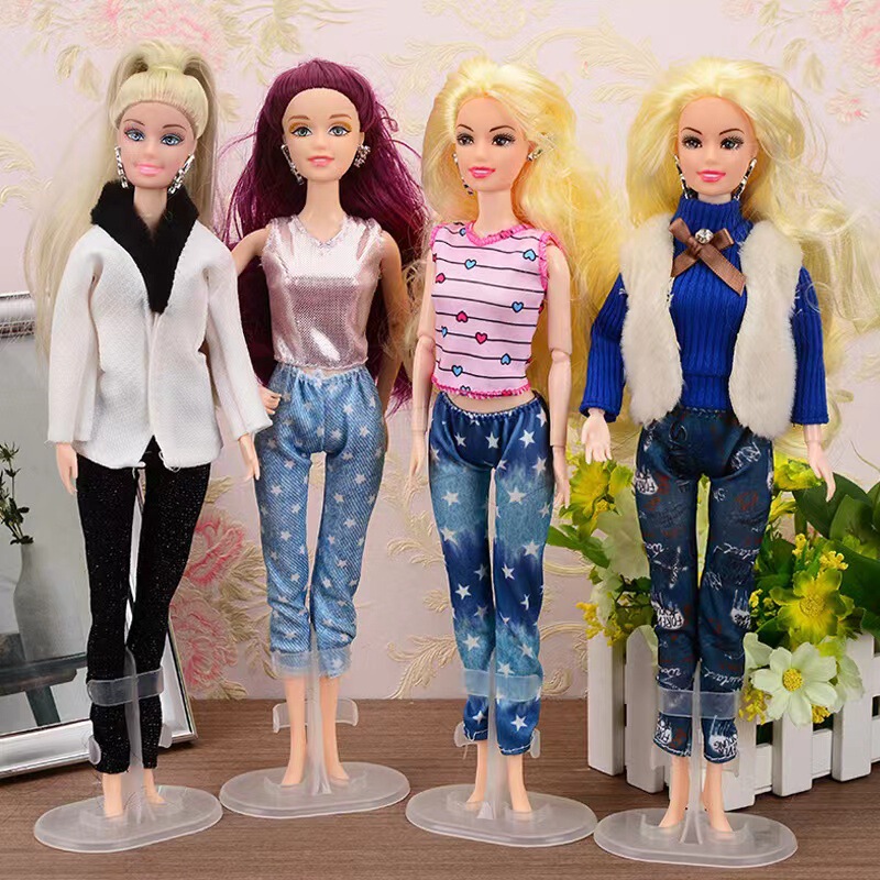 30cm Doll Clothes Sweet Barbabi Doll Sweater Clothes Dress Girl Accessories Fur Coat Hat