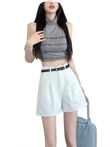 Stylish and Firm Women's Summer Shorts 2025 New White A-line Wide-leg Pants Loose Casual Pants Pear-shaped Figure
