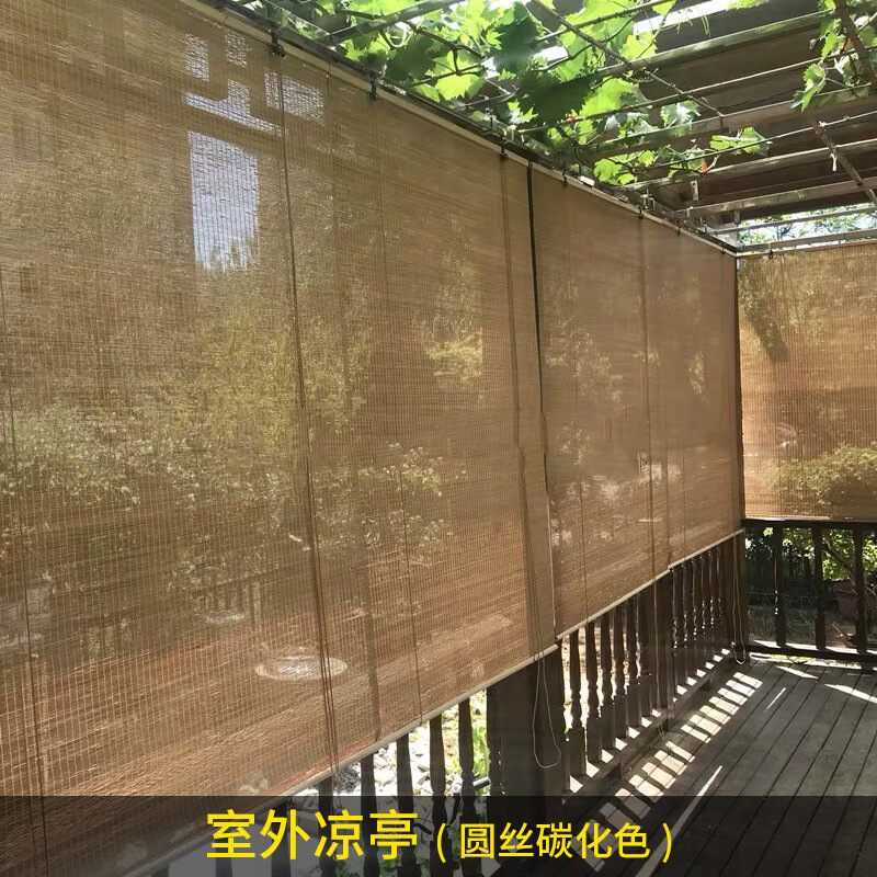 Chinese wholesale bamboo curtain curtain engineering roller shutter sunshade sunscreen study balcony tea room round silk roller shutter tea room shading