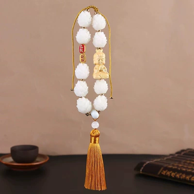 Car hanging: pendant pendant small Buddha blessing - good-luck-single-tassel-guanyin-yellow