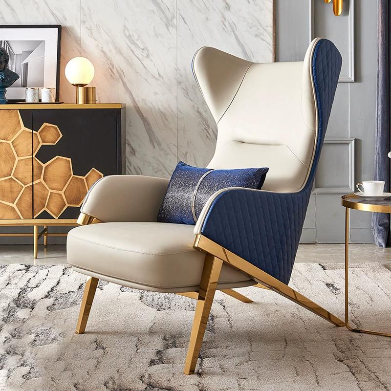 Sofá de lujo ligero para una sola persona, sala de estar de cuero, diseño nórdico moderno y minimalista, silla de ocio minimalista con tigre alto