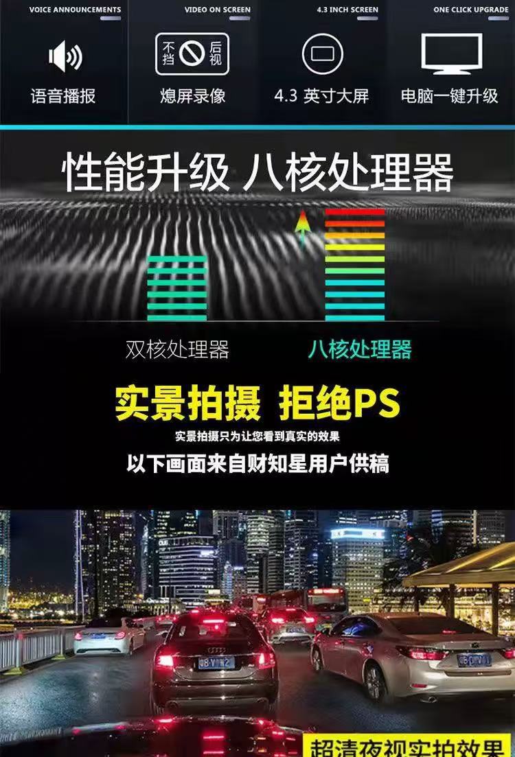 E-Commerce Dropshipping 4.5inch Hd Driving Recorder 1080P Starlight Night Vision Dual-Lens Reversing Image