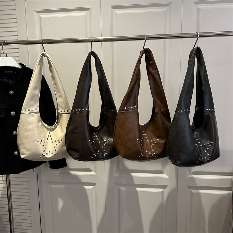 Borsa a secchiello da donna con borchie grande borsa a spalla_voghion.com